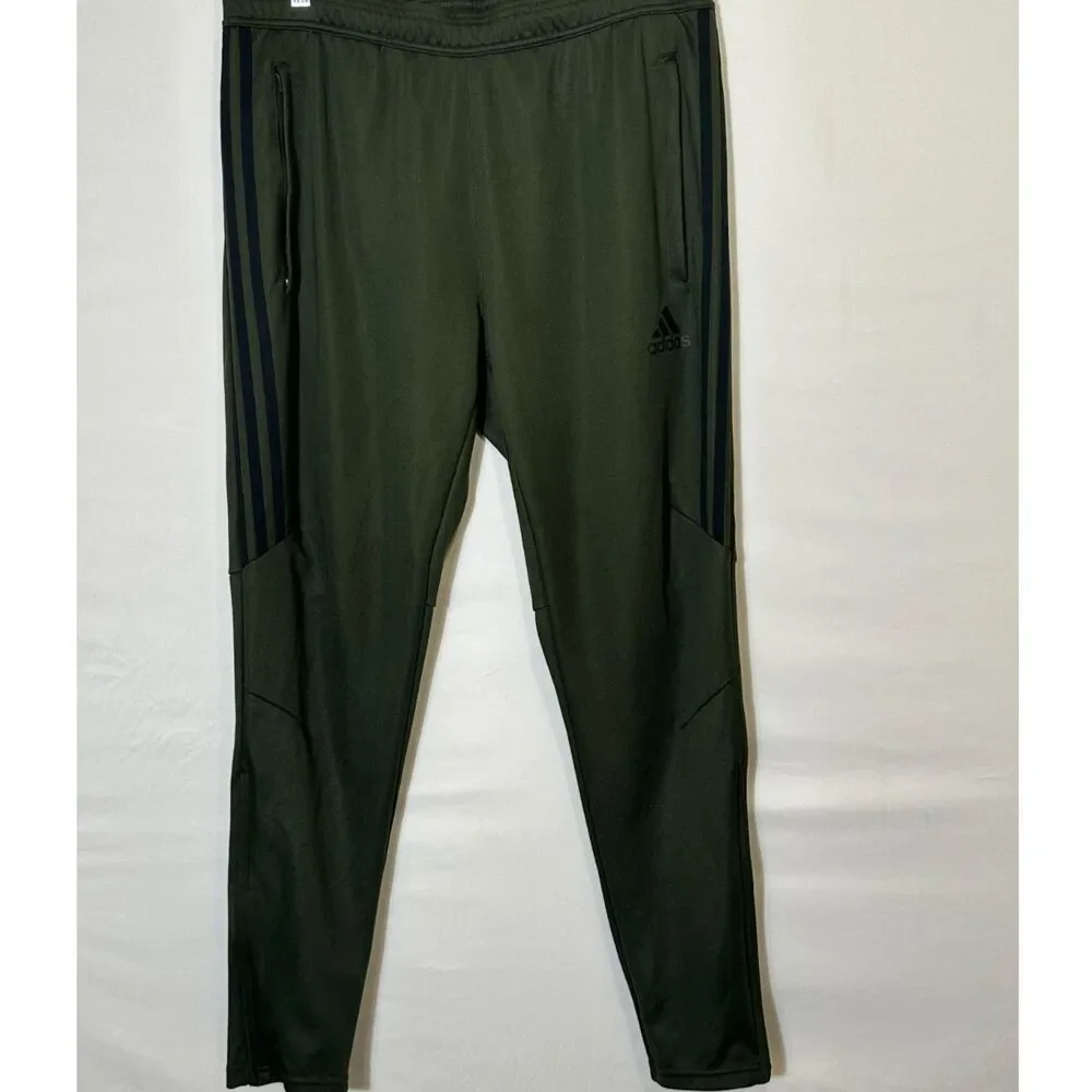 Adidas Men's Soccer Training Joggers Climacool Size L Green Athletic Zip Pockets